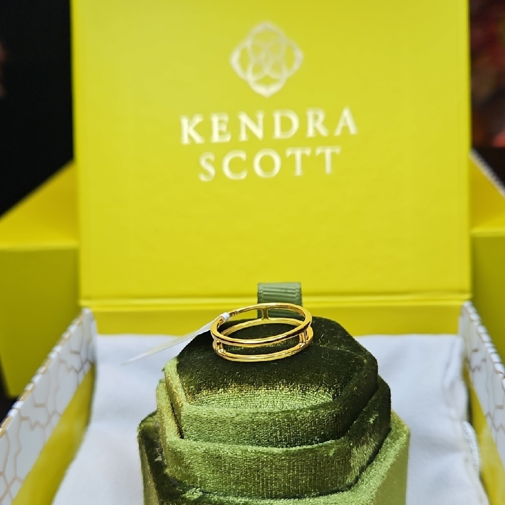 New Kendra Scott Bennett Double Band Ring in 18k Rose Gold Vermeil